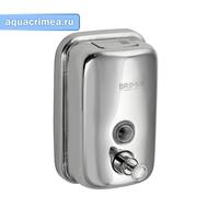 Дозатор жидкого мыла настенный, металлический с глазком, из нерж. стали, хром, 500 мл